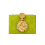 Solara Chartreuse Snakeskin Box Clutch