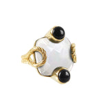 JESTER RING White Quartz + Black Agate
