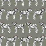 WORKING DRAFT HORSES FABRIC