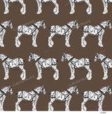 WORKING DRAFT HORSES FABRIC