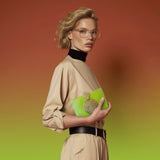 Solara Chartreuse Snakeskin Box Clutch