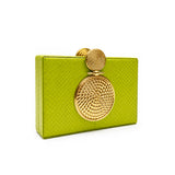 Solara Chartreuse Snakeskin Box Clutch