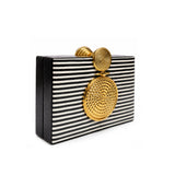 Solara Pinstripe Box Clutch