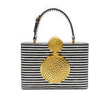 Solara Pinstripe Box Clutch