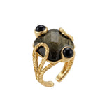 JESTER RING Obsidian + Black Agate