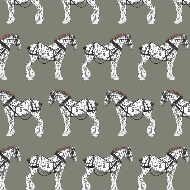 WORKING DRAFT HORSES FABRIC