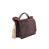 DORA BURGUNDY EMBOSSED SNAKE