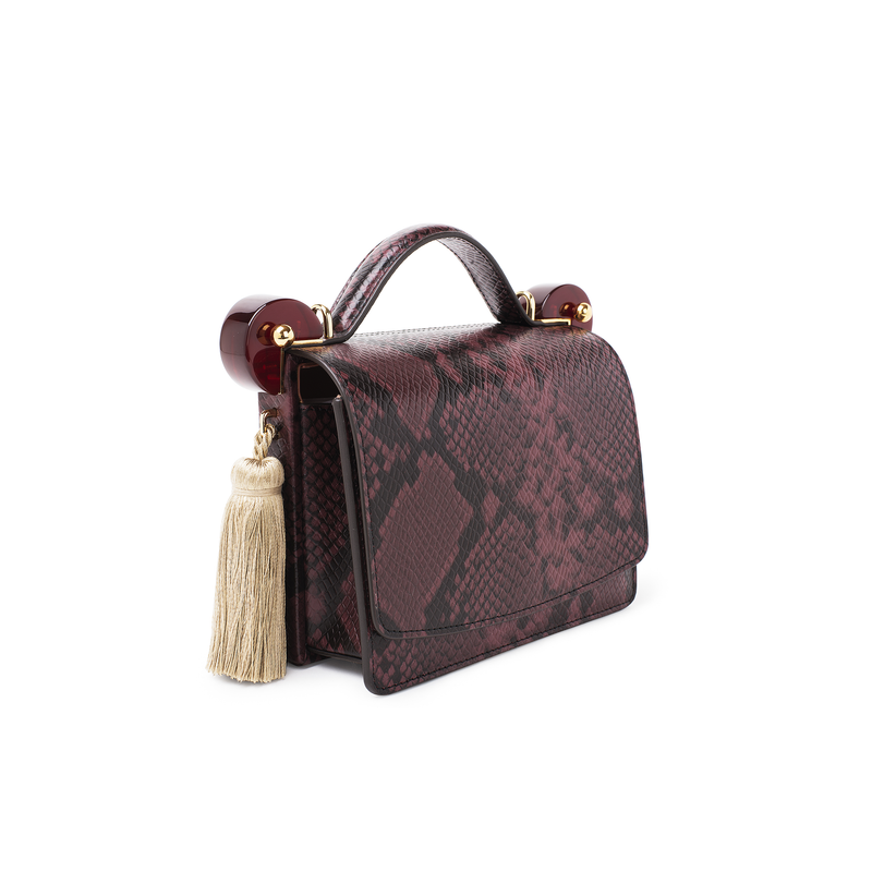 DORA BURGUNDY EMBOSSED SNAKE