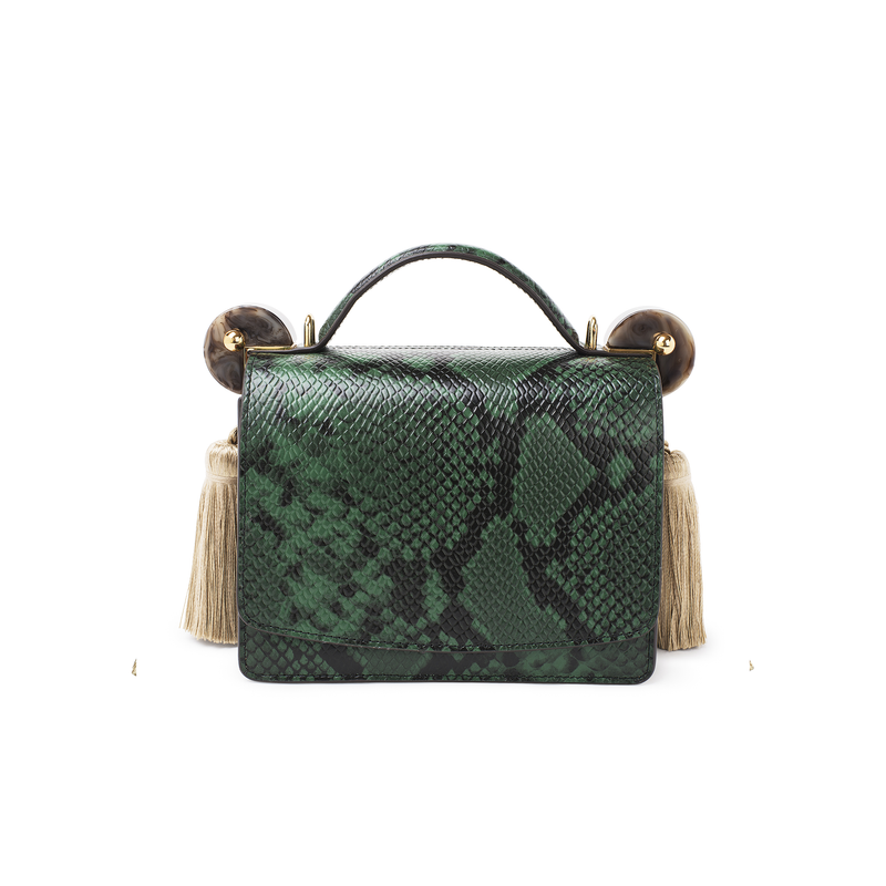 DORA FOREST GREEN EMBOSSED SNAKE