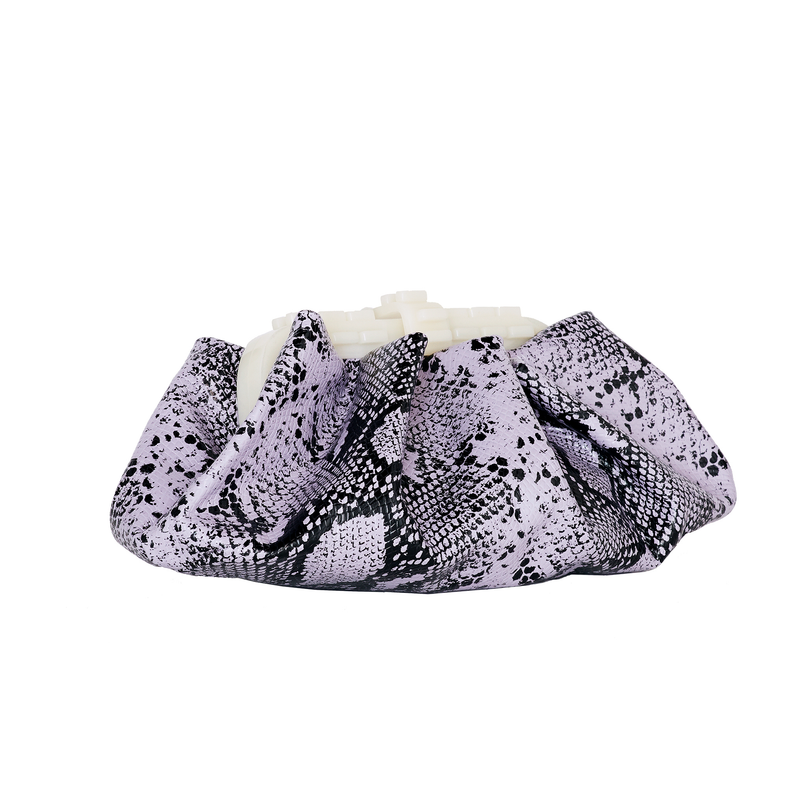 JERRY AMETHYST ICE EMBOSSED SNAKE GATHERED CLUTCH BAG